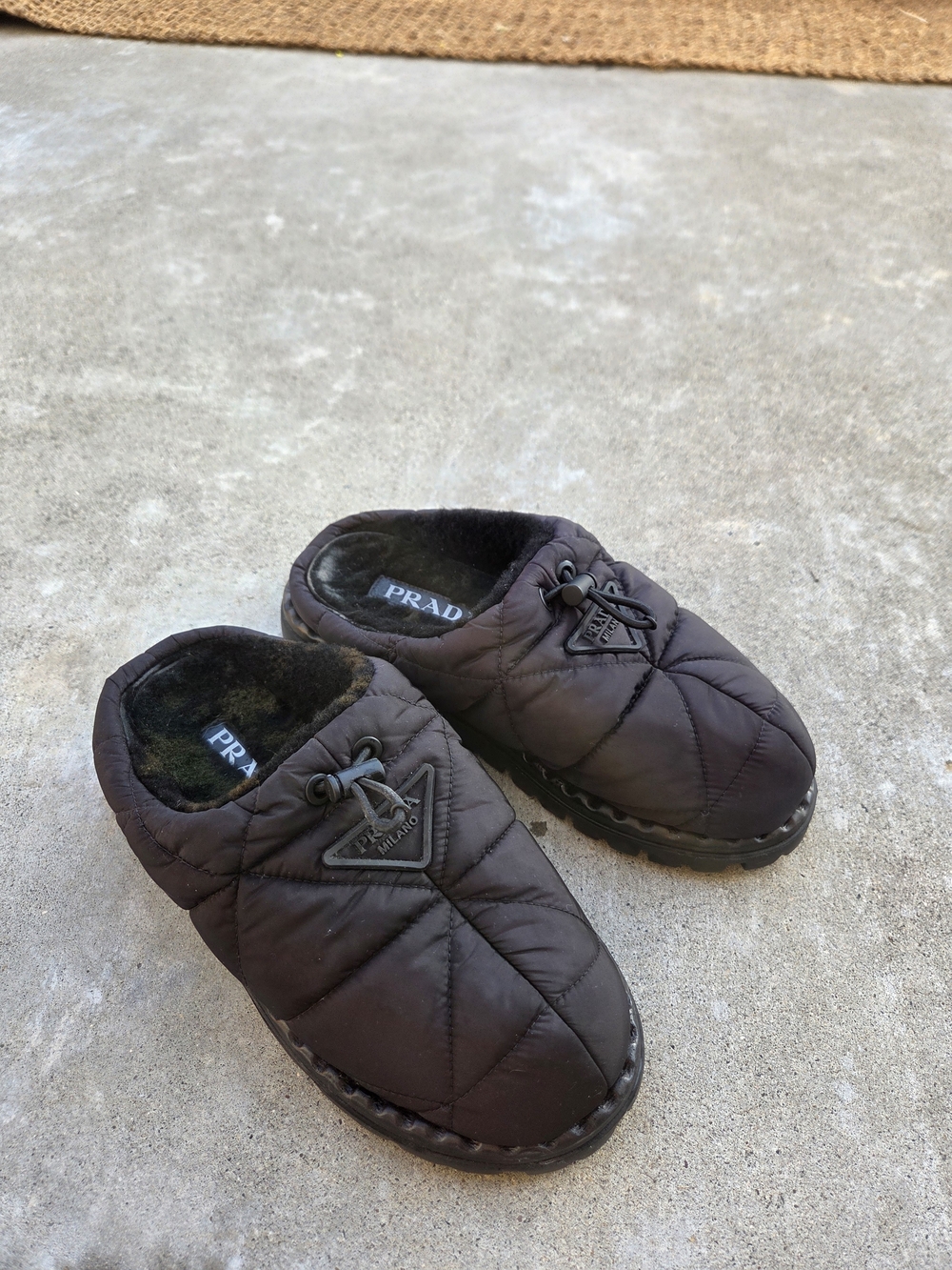 Prada Quilted Brown Slide Mules - Picture 2 of 8